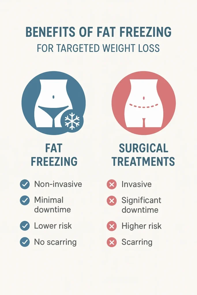graphic showing the benefits of fat freezing Ashbourne